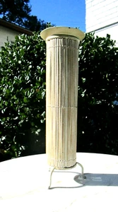 Vintage Tall Wood BAMBOO AND METAL Pillar Candle Holder Mid-Century MCM - Picture 1 of 11