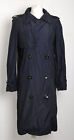 Lanvin Women Navy Blue Trench Coat Silk Double Breasted Casual Overcoat Sz IT 40