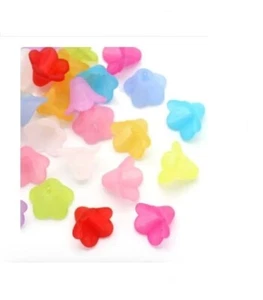Acrylic Lily Flowers Beads - Frosted Flower Bead DIY Craft Jewelry Making 200Pcs - Picture 1 of 12