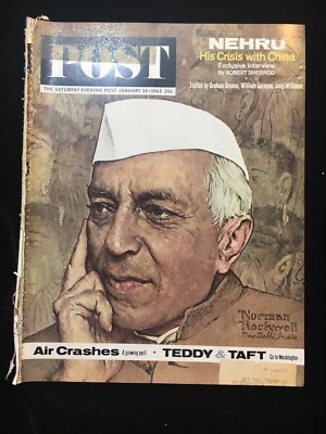 The Saturday Evening Post January 19 1963 Taft, Nehru Norman Rockwell New Delhi - Image 1 of 4