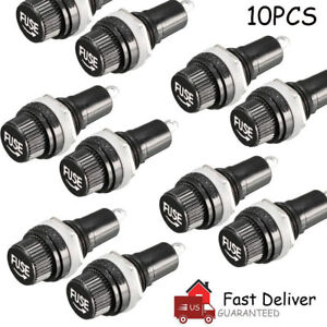 10 PCS Electrical Panel Mounted Screw Cap Fuse Holder Glass Tube Fuses 5x20mm