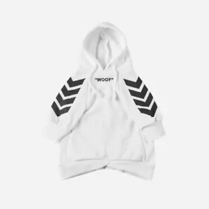 WOOF dog hoodie White with black cross bones NWT - Picture 1 of 5