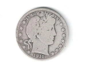 1911-D  Barber Silver Half Dollar. - Picture 1 of 2