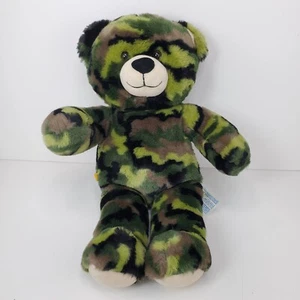 Build a Bear Green Camo Camouflage 16" Plush Teddy Bear Stuffed Animal Nice - Picture 1 of 7