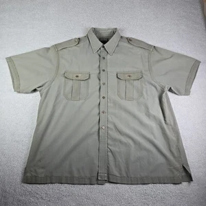 Vtg Knightsbridge Button Up Shirt Mens Size XL Gray Green Short Sleeve - Picture 1 of 14