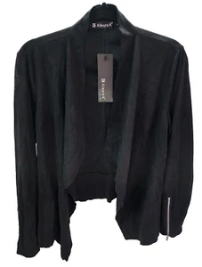 Allegra K Women's Open Front Long Sleeve Bolero Shrug Blazer, Black, Medium - Picture 1 of 8