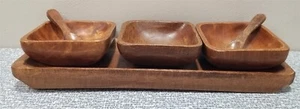 Vintage HOLZ GEWÜRZ Relish SERVIERSET SQ Philippinen Schmuckstücke Schmuck - Bild 1 von 7