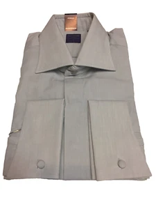 NWT 16/34-35 100% Cotton Spread Collar Light Grey French Cuff Shirt by Modena - Picture 1 of 1