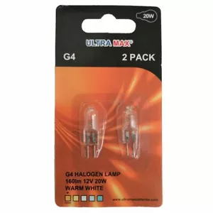 2 x Ultramax G4 20W Halogen Capsule Bulb 160 Lumens 12V Lamp Warm White - Picture 1 of 2