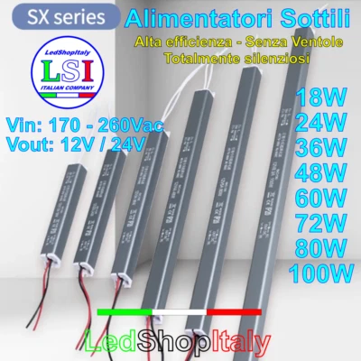 Alimentatori 12V/24V Super Sottili per strisce led Faretti - alta efficienza - Immagine 1 di 4