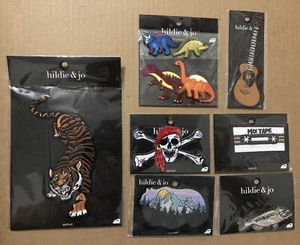 Misc Lot of 10 Embroidered Iron-On Patches Tiger Guitar Dinosaurs Mix Tape Fish - Picture 1 of 8