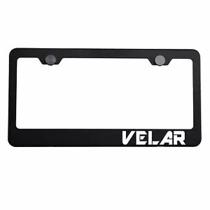 Matte Black License Plate Frame Chrome VELAR Laser Etched Metal Screw Cap - Bild 1 von 7