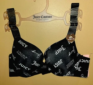 Juicy Couture Black-white logo juicy sexy push-up bra 34B 34 B new - Picture 1 of 5