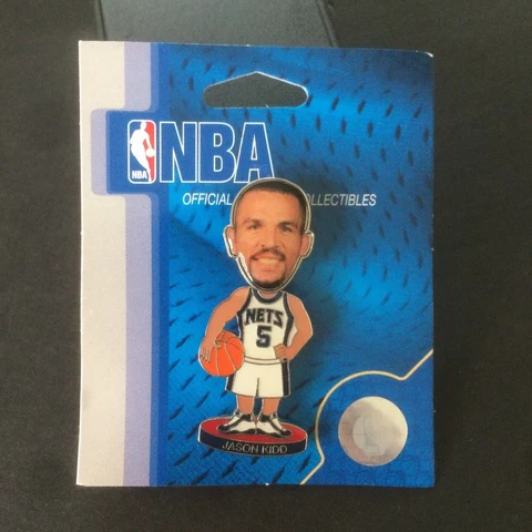 Jason Kidd New Jersey Nets Bobble Head Pin - New - NBA - Bobbing - Lapel - NOS Cover