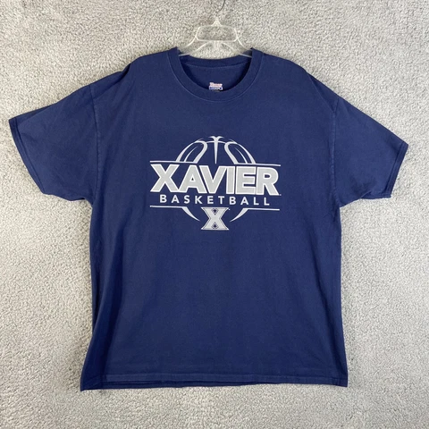 Xavier University Musketeers Basketball Short Sleeve T-Shirt Mens Size XL Blue Cover