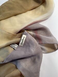 Neiman Marcus Oblong 100% Silk Soft Pastels Scarf 56" Long Made in Italy 