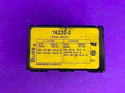 Buss 16220-3 Panel Mount Barrier Terminal Block, 175 A, 600 V, 3 Pole - Image 1 of 4