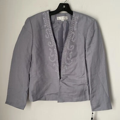 Tahari ASL Women’s Linen Blend Beaded Blazer jacket size 12 - Image 1 of 4