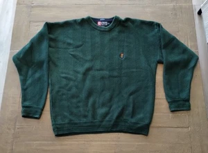 Suéter Ralph Lauren Chaps Hombres XL Enmarcado a Mano Chevron Tejido Verde Oscuro Algodón - Imagen 1 de 9