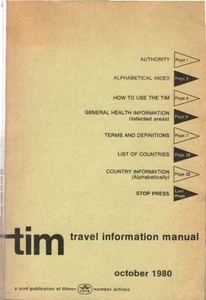 TIM. Travel Information Manual ; October 1980 / Editor: Fred van der Linden. Int - Picture 1 of 1