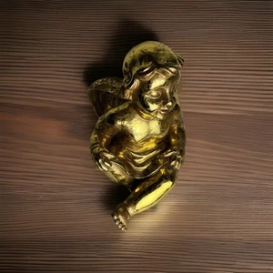 Vintage Large Plaster WINGED Cherub Sitting Figure - Picture 1 of 2