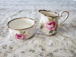 Royal Albert American Beauty Sugar Bowl Creamer Pot Excellent Vintage Bone China - Picture 1 of 4