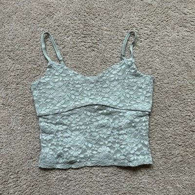 Top cami de encaje verde Hollister - mediano - Sujetador incorporado Y2K Cottagecore Foto 1 de 3