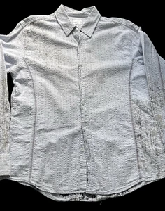 Camisa BKE De Colección Para Hombre L Con Botones Estampado Gráfico Cruzado Ajustada Manga Larga Y2K - Imagen 1 de 18