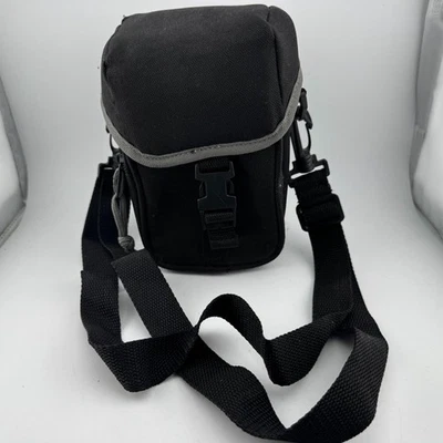 Small Black Padded Camera Bag Soft Fits Most Digital Cameras Black w/ Strap - Image 1 of 4