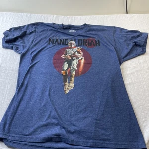 Star Wars The Mandalorian Mens T Shirt Size Medium Blue Mad Engine Boba Fett - Picture 1 of 8
