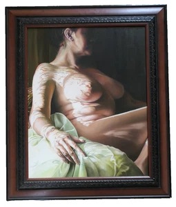 Mikki Ferrugiaro ? Oil On Canvas. Lace Tattoo #2. Female Nude. Exhibited USA - Picture 1 of 4