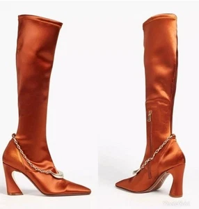 ZIMMERMANN Silk Copper satin Stretch knee boots US 11 / 41 - Picture 1 of 12