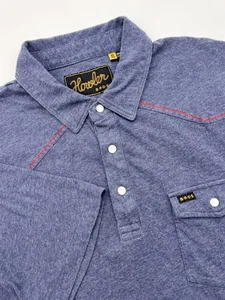 Howler Brothers Bros Ranchero Polo Shirt Mens XL Blue Pearl Snap Western Cowboy - Picture 1 of 11