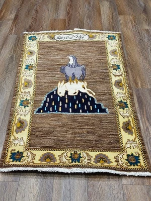 Alfombra turca, alfombra de caza turca, alfombra bohemia león pueblo turco, 3x5 pies Foto 1 de 4