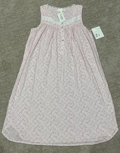 Nuovo con etichetta! Camicia da notte corta senza maniche Eileen West rosa floreale morbido cotone modal piccola - Foto 1 di 11