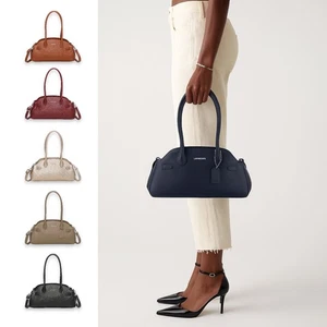 Trendige Alltag Mittlere Damen Baguette vegan Leder Handtasche  Braun L770 - Bild 1 von 12