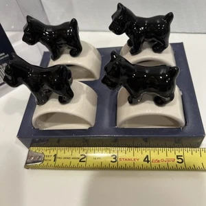Thomas O Brien Scottie Cucciolo Cani Tovagliolo Anelli Set di 4 Ceramica 2005 NOS - Foto 1 di 12