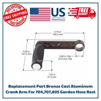 Replacement Part Bronze Cast Aluminum Crank Arm For 704,707,805 Garden Hose Reel - Image 1 of 4