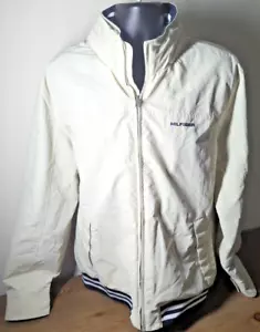 Tommy Hilfiger Jacke Herren weiß Gr. XL Kapuze Windbreaker Gummibund Logo - Bild 1 von 6