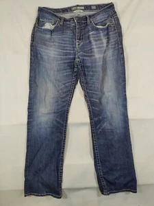BKE Jeans Uomo 34R Derek Bootcut Gamba Baffi Elasticizzato Western Cowboy Denim Blu - Foto 1 di 11