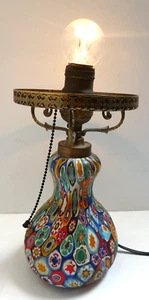 VINTAGE MURANO FRATELLI TOSO ART GLASS LAMP BASE - ORIGINAL METAL FITTINGS - Picture 1 of 13