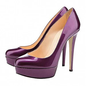Scarpe décolleté donna punta rotonda plateau tacco alto sottili abito da ufficio taglia 4-20 - Foto 1 di 15