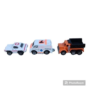 Lot of 3 Vintage Micro Machines Medic Ambulance Dump truck Galoob 1980's - Picture 1 of 5