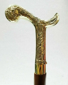 Victorian Brass Handmade Handle Style Vintage Walking Stick Wooden Shaft Canes - Picture 1 of 6