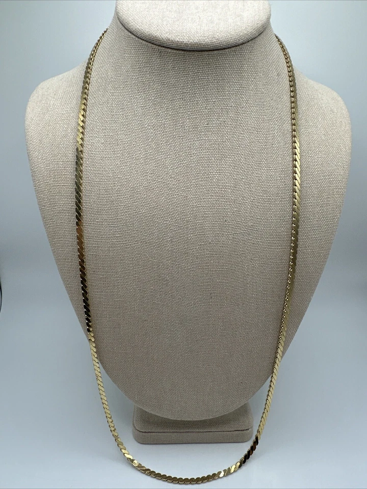 "Collar de 30"" cadena serpentina doble tono dorado brillante de 3 mm" Foto 1 de 4