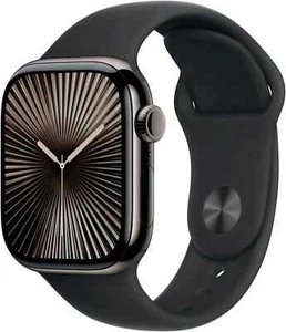 Apple Watch Series 10 GPS + Cellulaire, Boîtier Titane 42mm avec Bracelet Sport Noir - Photo 1 sur 1