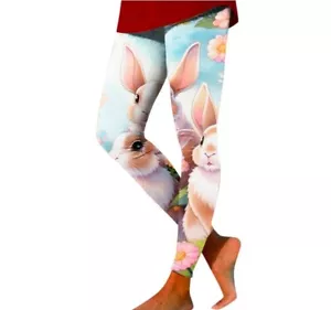 Happy Easter Day Yoga Pants High Waisted Running Workout Leggings Athletic Pant - Picture 1 of 4