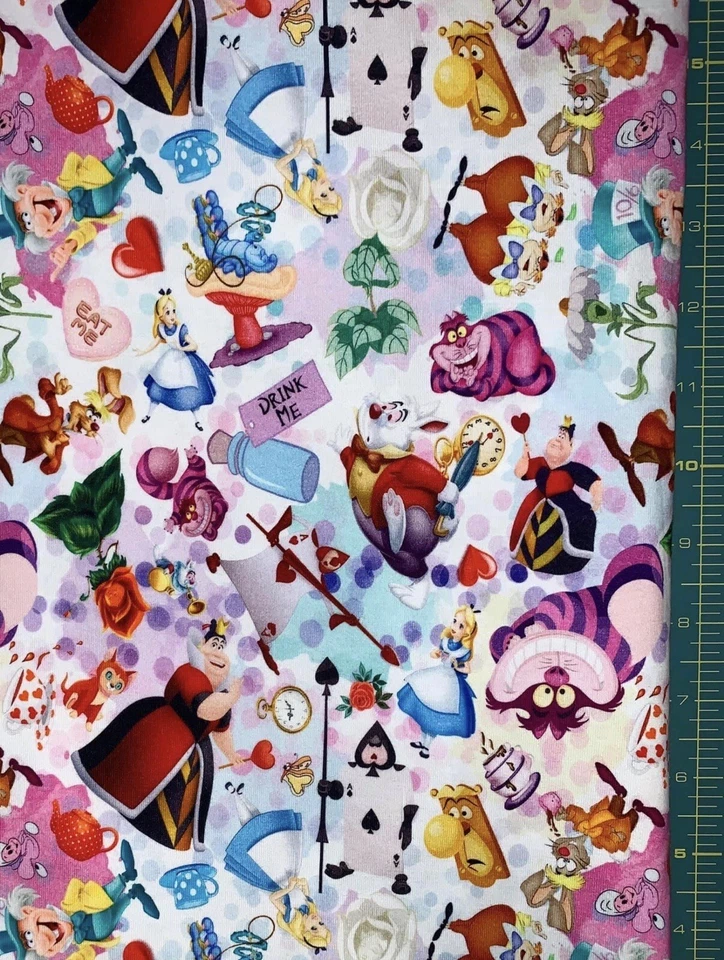 Alice in Wonderland Custom Fabric Fat Quarter 18”x28” Cotton Spandex - Image 1 of 1