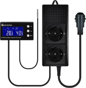 KETOTEK Thermostat Hygrostat Steckdose Digital Mit Tag/Nacht Zeitschaltuhr, Temp - Bild 1 von 12