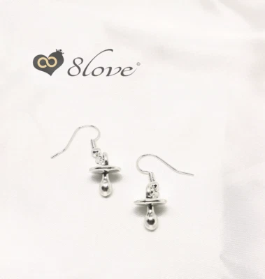 Orecchini Ciuccio neonato gravidanza Argento ciondolo monachella regalo da Donna - Immagine 1 di 4